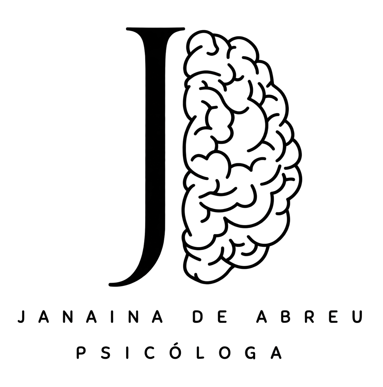 Logotipo de Janaina de Abreu: letra J e desenho de cérebro